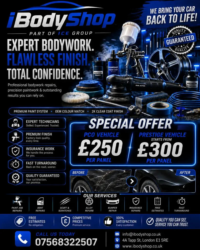 iBodyShop bodywork special offer poster